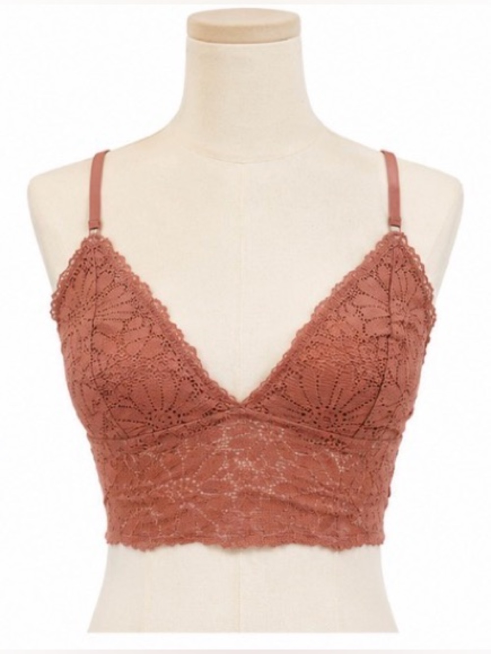 Aerie Dusty Rose Lace Longline Bralette Strappy Back Size S/P